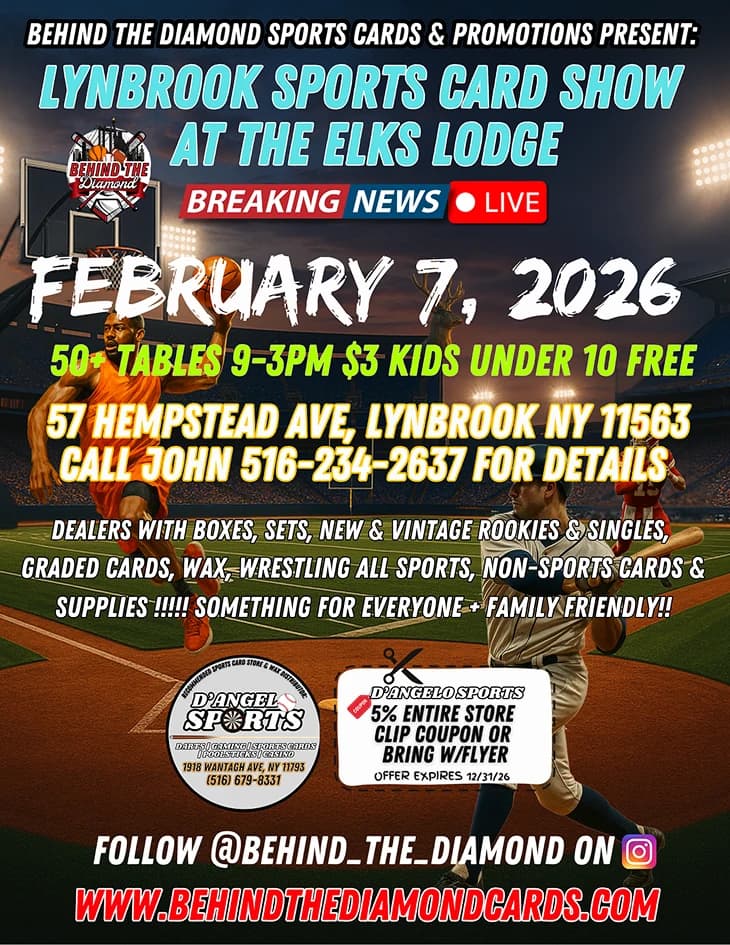Lynbrook Sports Card Show: Presented by Behind the Diamond Cards | Treasure