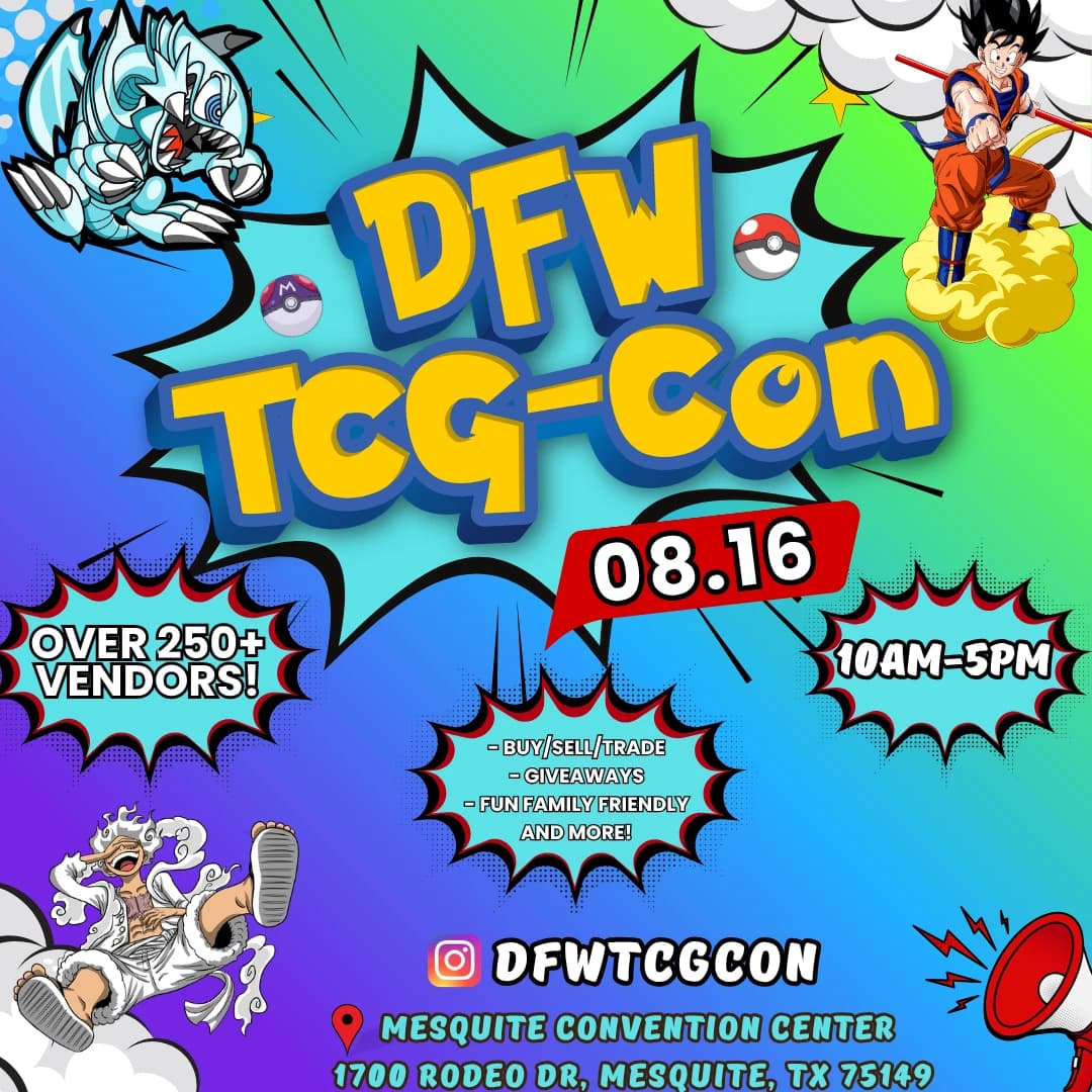 DFW TCG-Con August 2026 event poster — Mesquite, TX