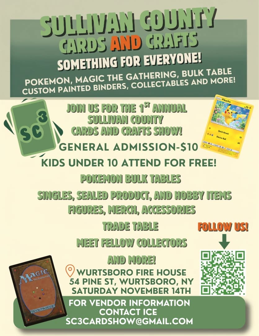 SC3-SUllivan County Cards &Crafts event poster — Wurtsboro, NY