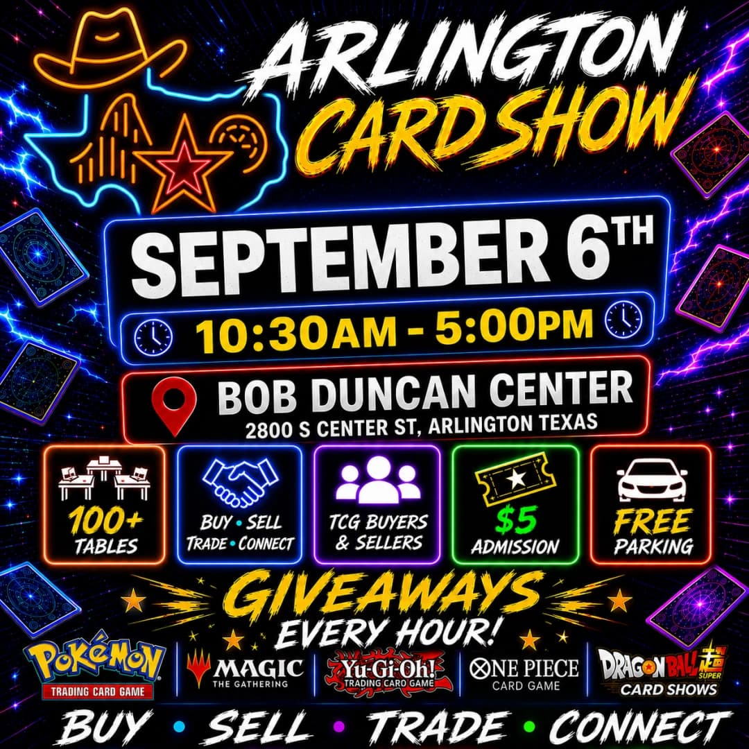 Arlington Card Show September 6 (Bob Duncan Center) event poster — Arlington, TX
