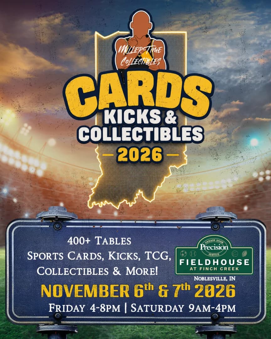Cards Kicks and Collectibles 2026 event poster — Noblesville, IN