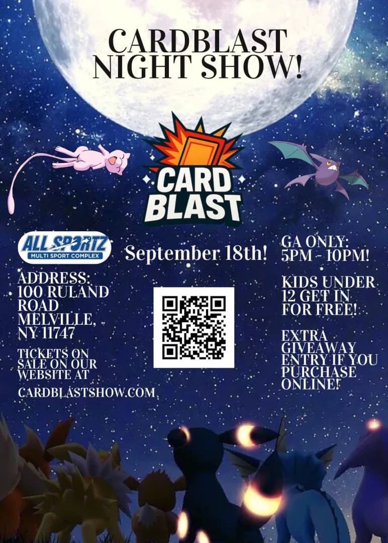 CardBlast Night Show! event poster — Melville, NY