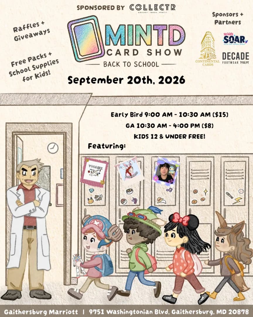 MINTD Card Show: Back to School Edition event poster — Gaithersburg, MD