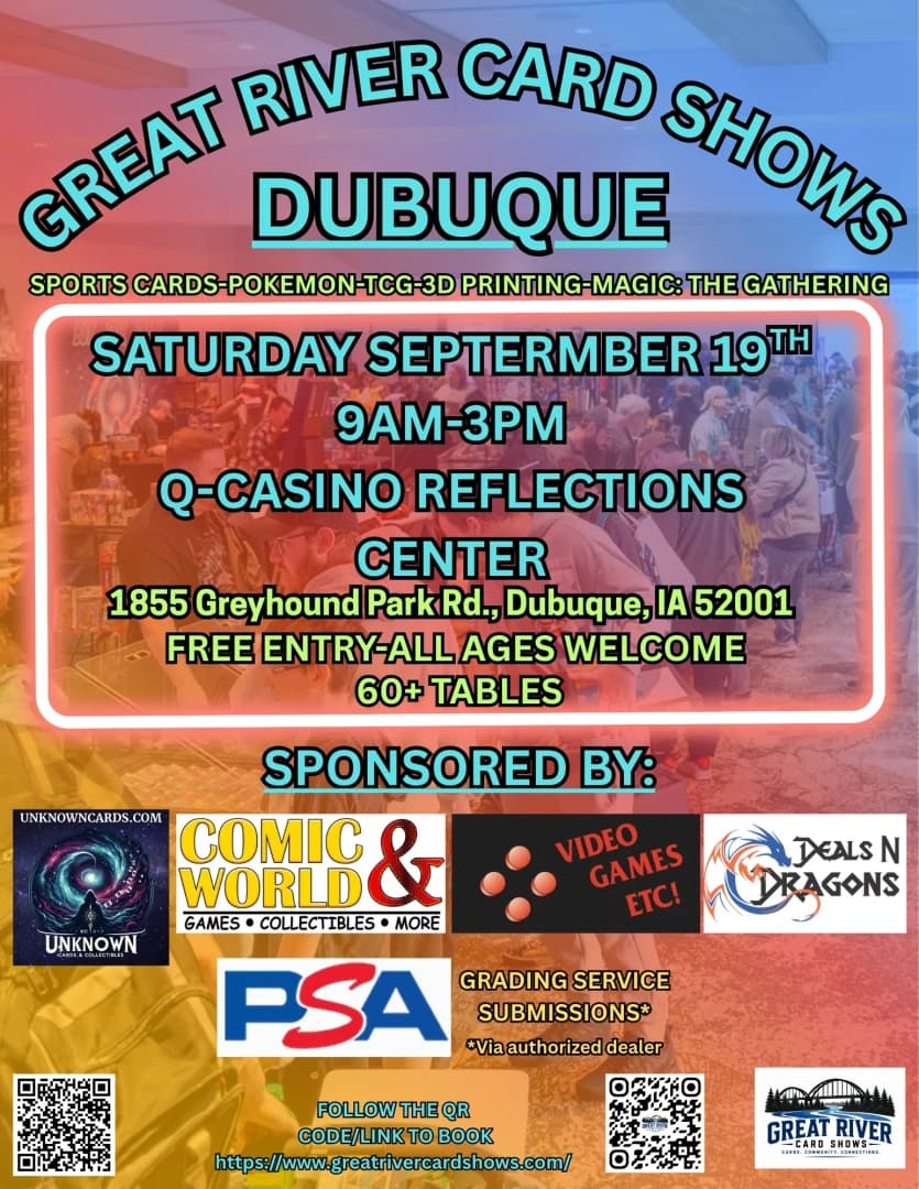 GREAT RIVER CARD SHOWS - DUBUQUE event poster — Dubuque, IA