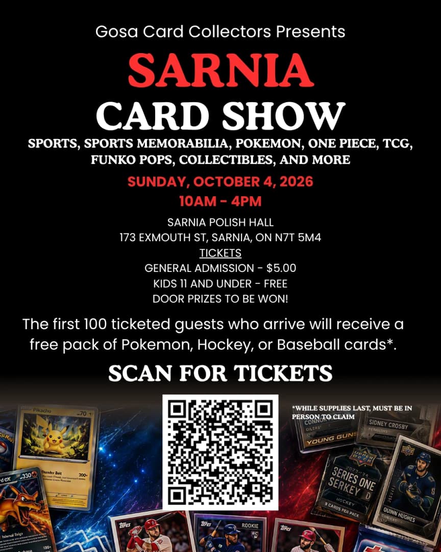 The Sarnia Card Show event poster — Sarnia, ON