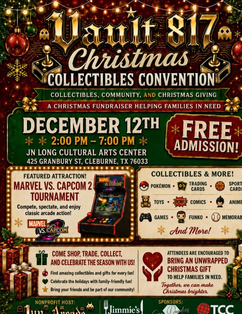 VAULT 817 CHRISTMAS COLLECTIBLES CONVENTION event poster — Cleburne, TX