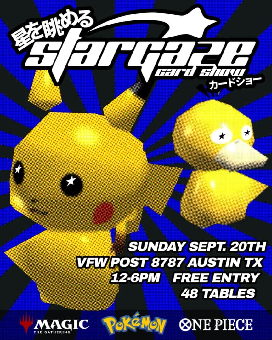 STARGAZE CARD SHOW event poster — Austin, TX