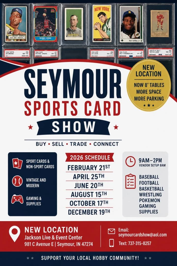 Seymour Card Show October 2026 event poster — Seymour, IN