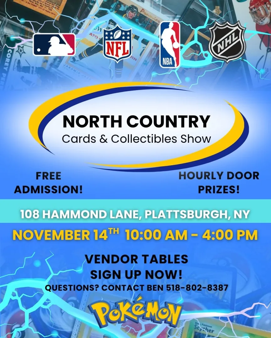 North Country Sports Cards & Collectibles Show event poster — Plattsburgh, NY