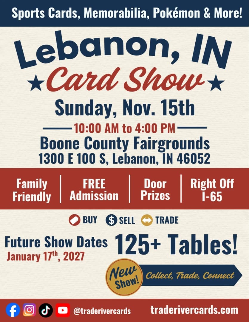 Lebanon, IN Card Show - 11/15/26 event poster — Lebanon, IN