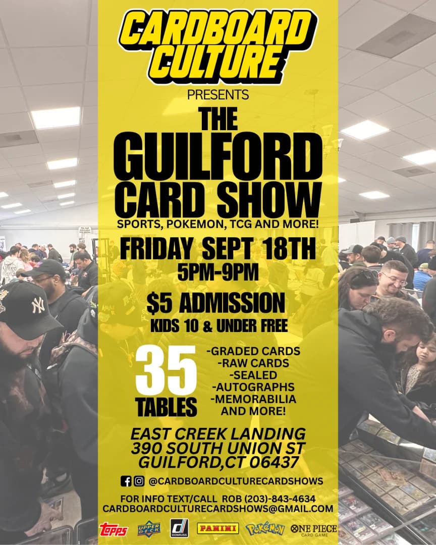 Cardboard Culture Guilford Card Show event poster — Guilford, CT