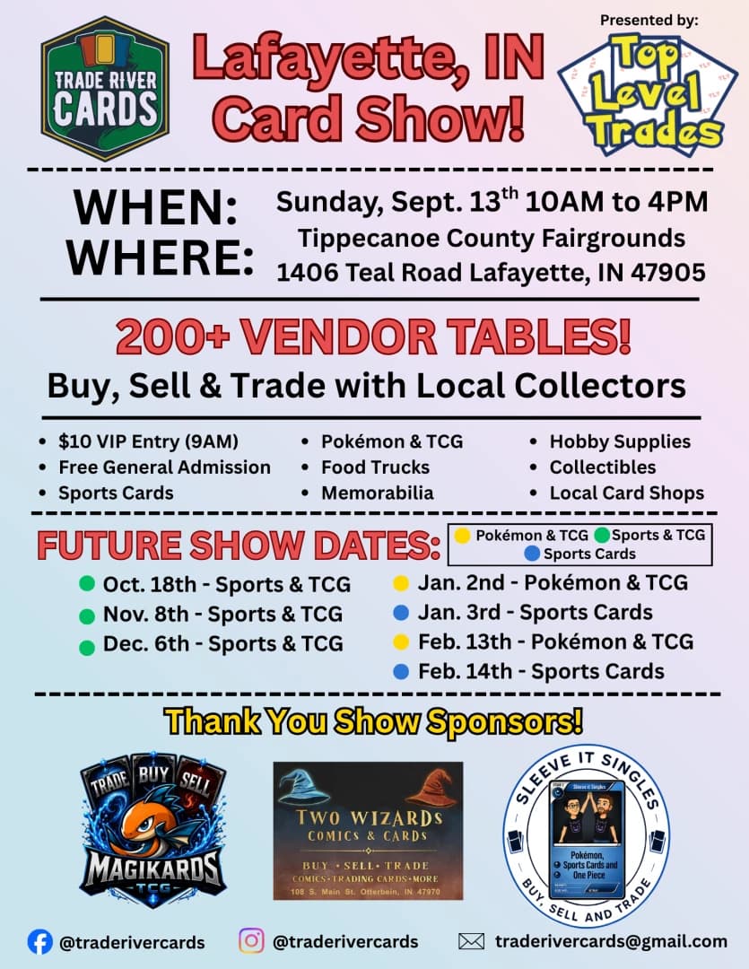 Lafayette, IN Card Show - 9/13/26 event poster — Lafayette, IN