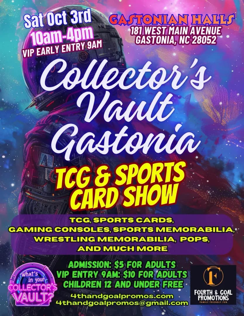 Collectors Vault Gastonia Card Show event poster — Gastonia, NC