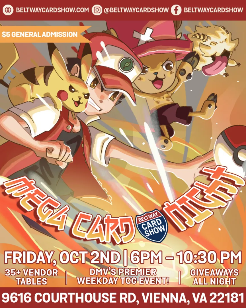 MEGA CARD NIGHT Presented by Beltway Card Show event poster — Vienna, VA
