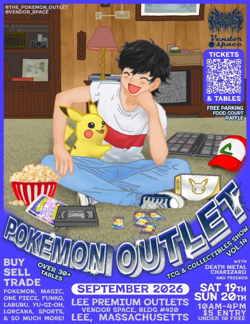 Pokemon Outlet Card Show 14! - September event poster — Lee, MA
