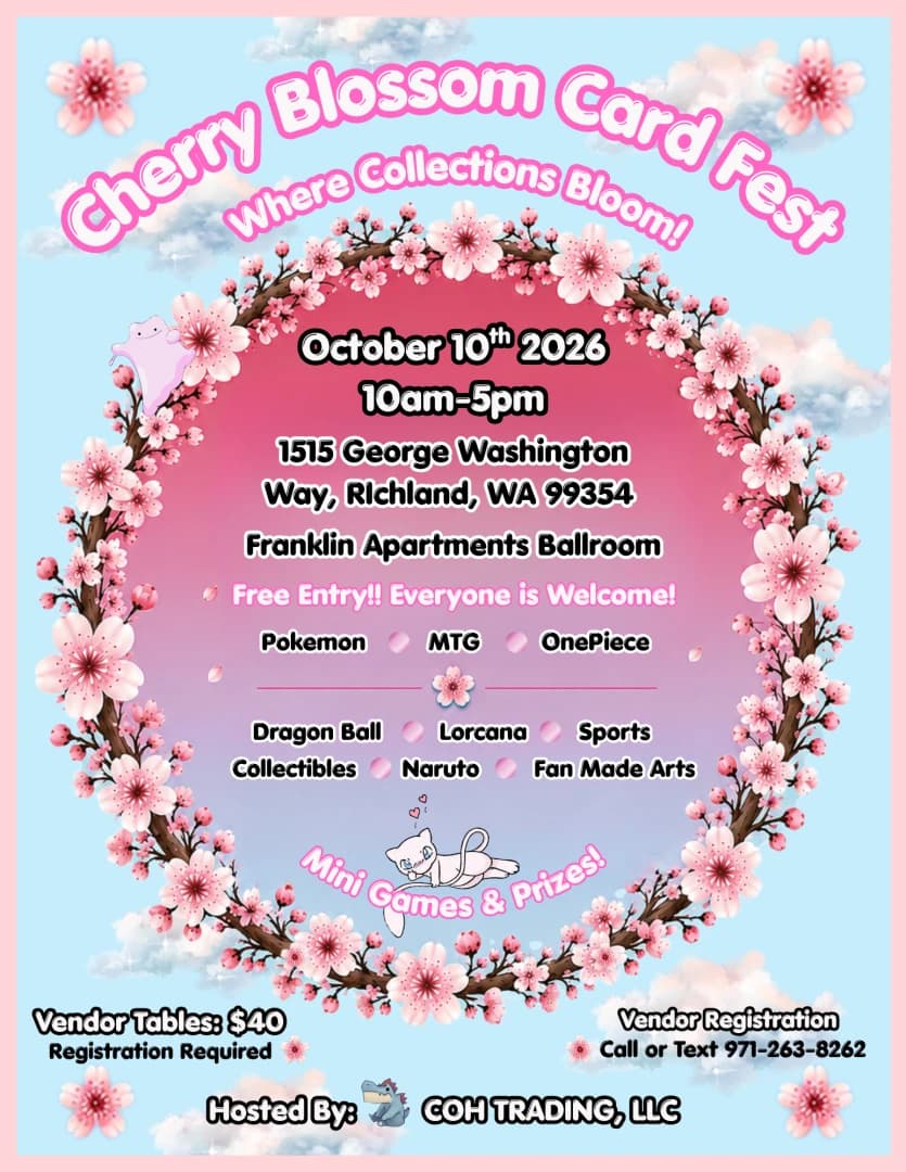 Cherry Blossom Card Fest event poster — Richland, WA