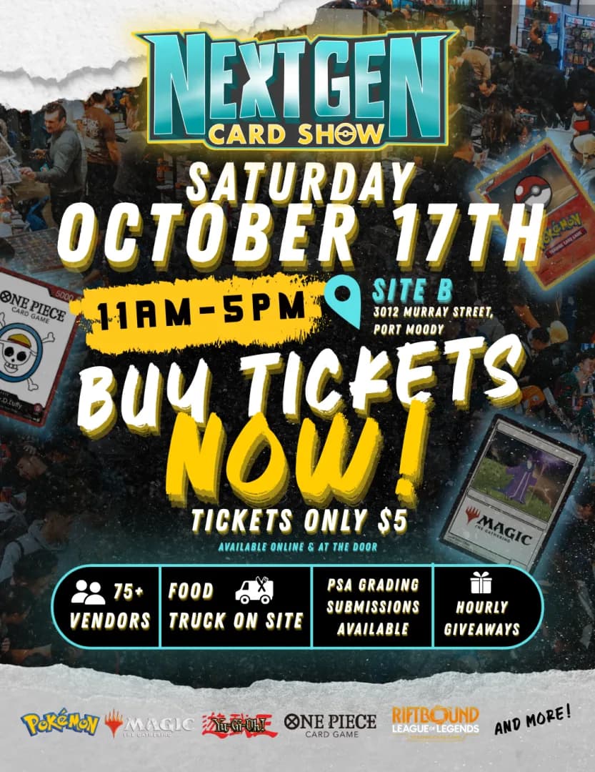 NextGen Card Show- October 17th event poster — Port Moody, BC