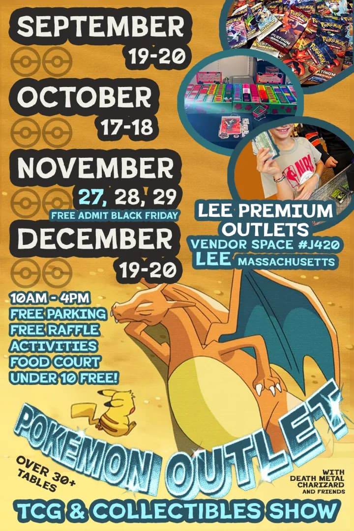 Pokemon Outlet Card Show 17! - December event poster — Lee, MA