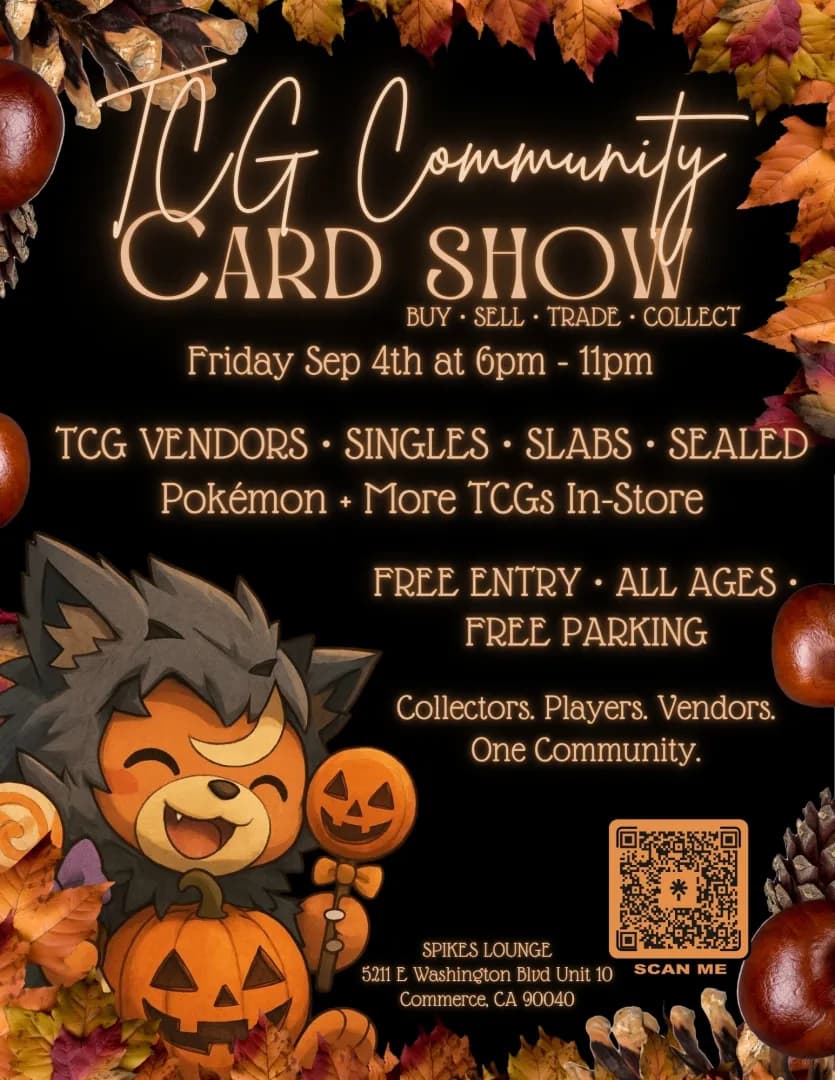 TCG Community Card Show | Pokémon, One Piece, MTG & More event poster — Rancho Santa Margarita, CA
