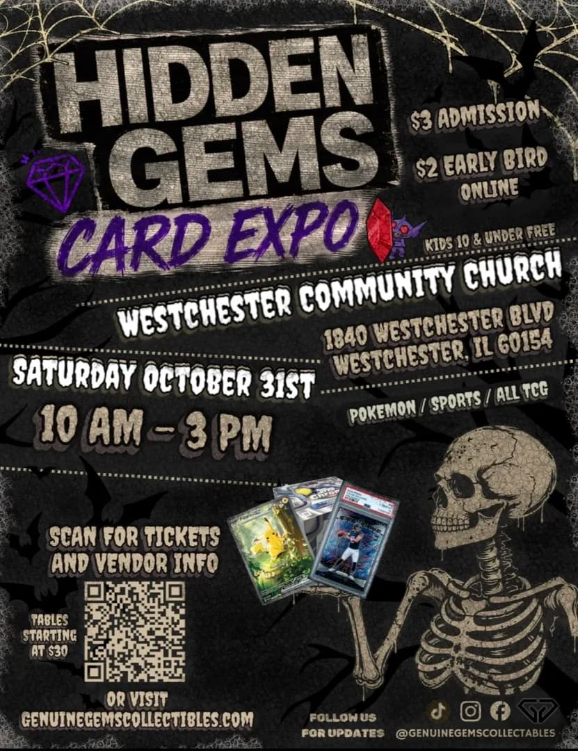 Hidden Gems Card Expo event poster — Westchester, IL