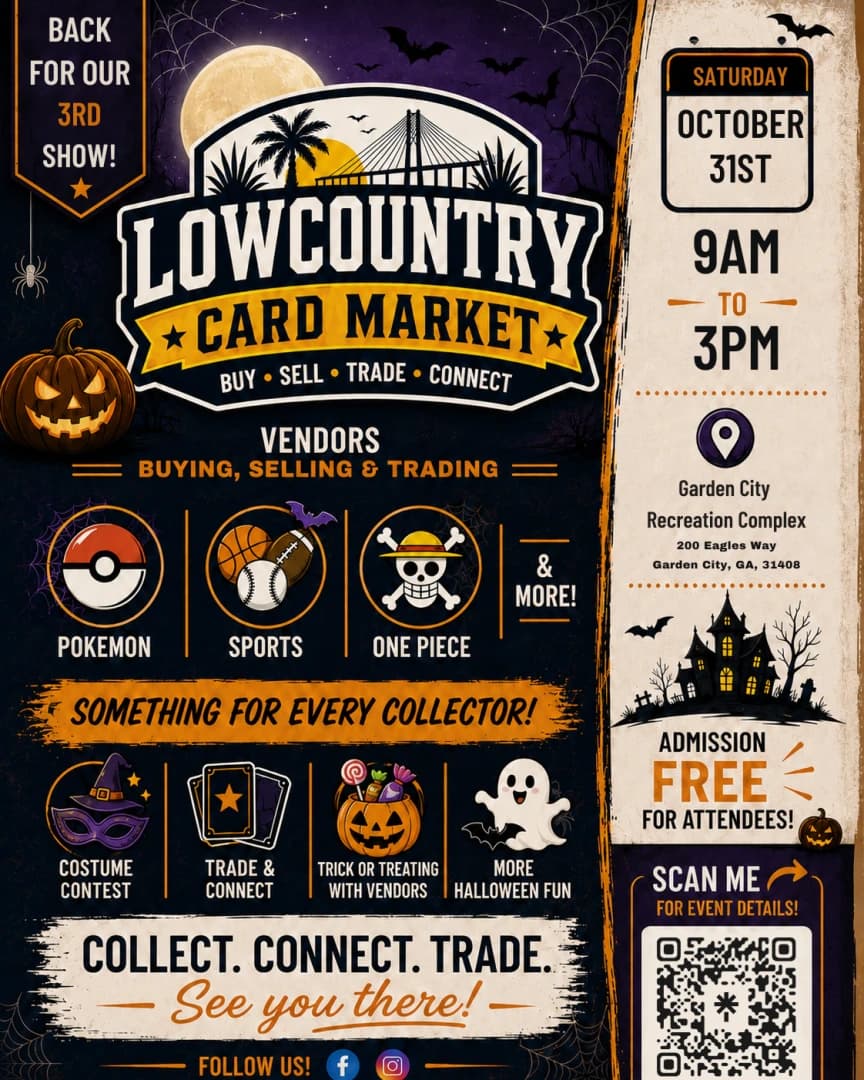 LowCountry Card Market | October 31st event poster — Garden City, GA