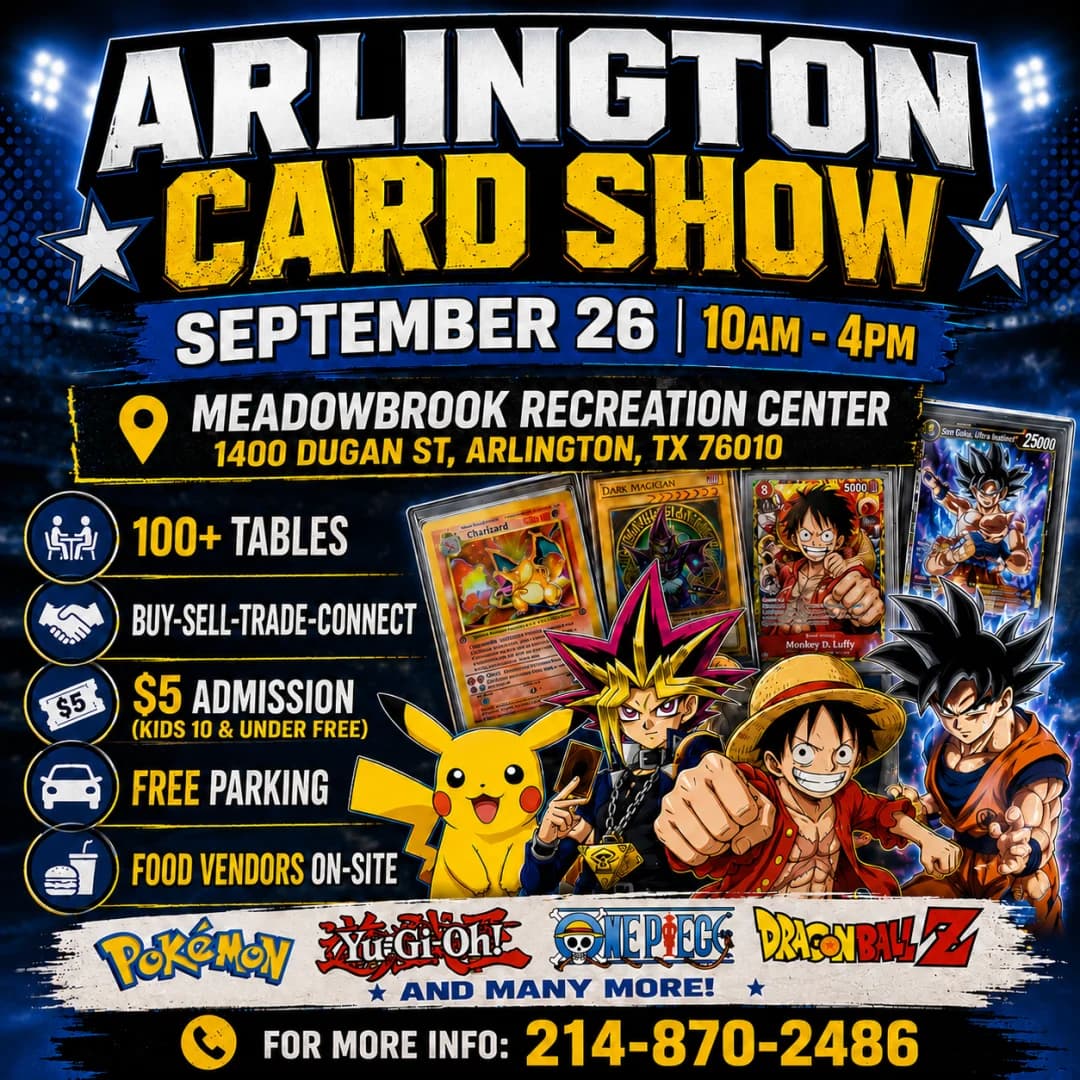 Arlington Card Show September 26 (Meadowbrook Center) event poster — Arlington, TX