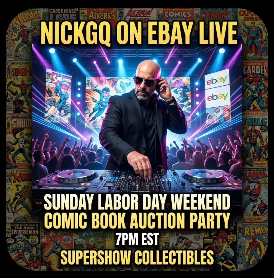 Comic Book Live Auction Party on EBAY LIVE with NICKGQ event poster — New York, NY