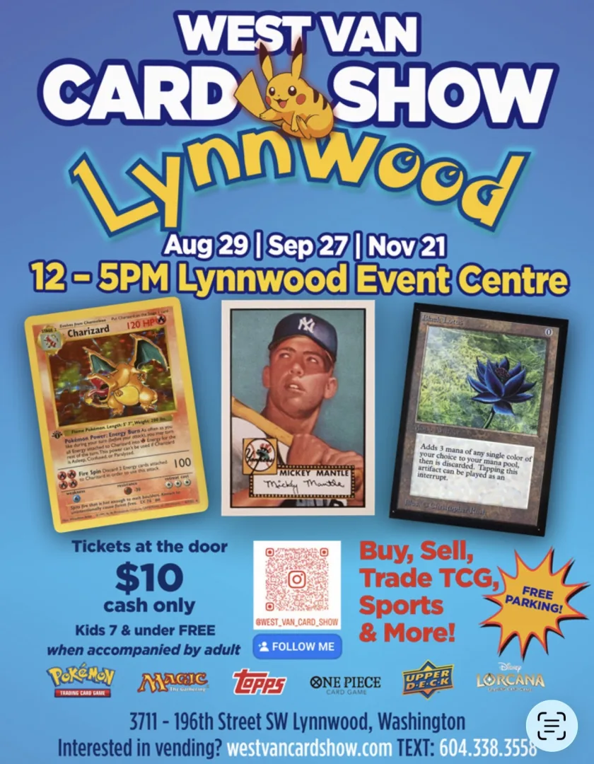WEST VAN CARD SHOW event poster — Lynnwood, WA