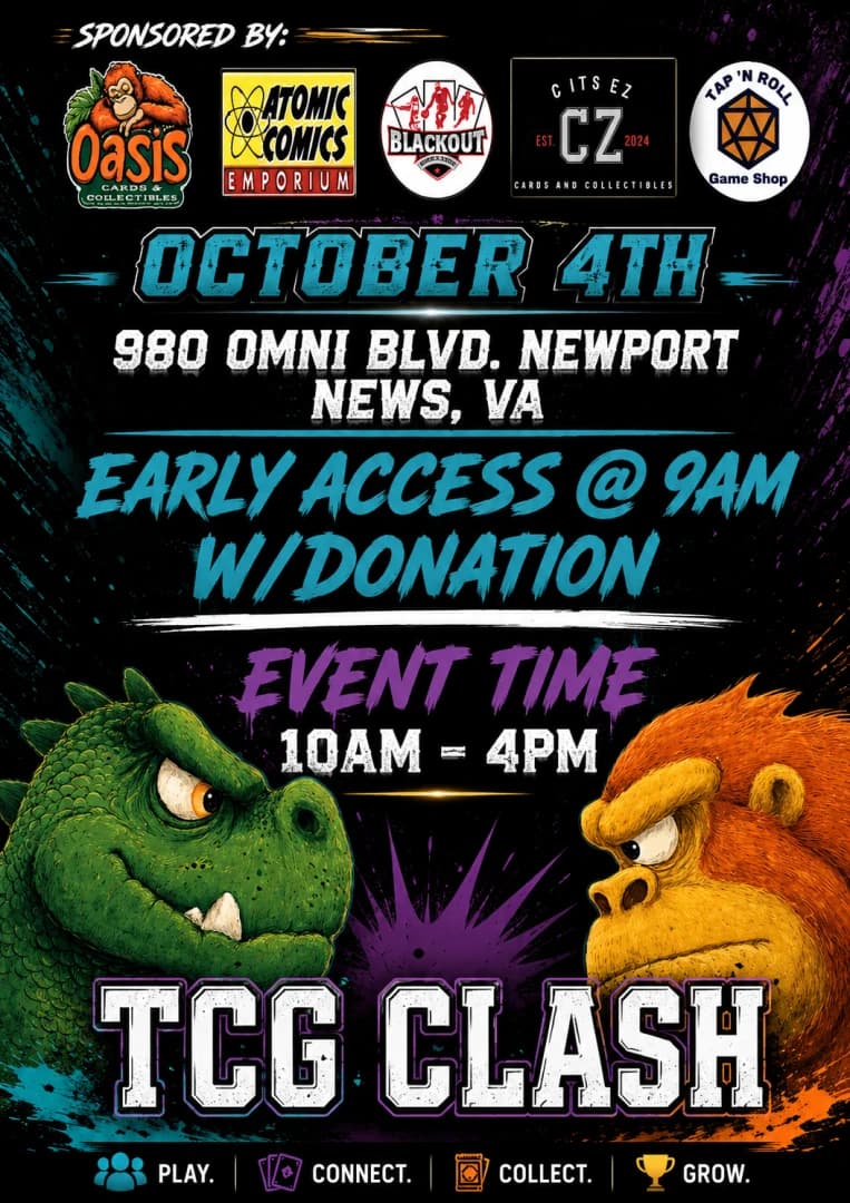 TCG CLASH event poster — Newport News, VA