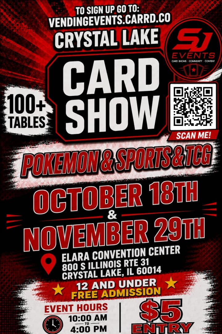 November 29th┃ Pokemon & Sports & TCG Card Show event poster — Crystal Lake, IL