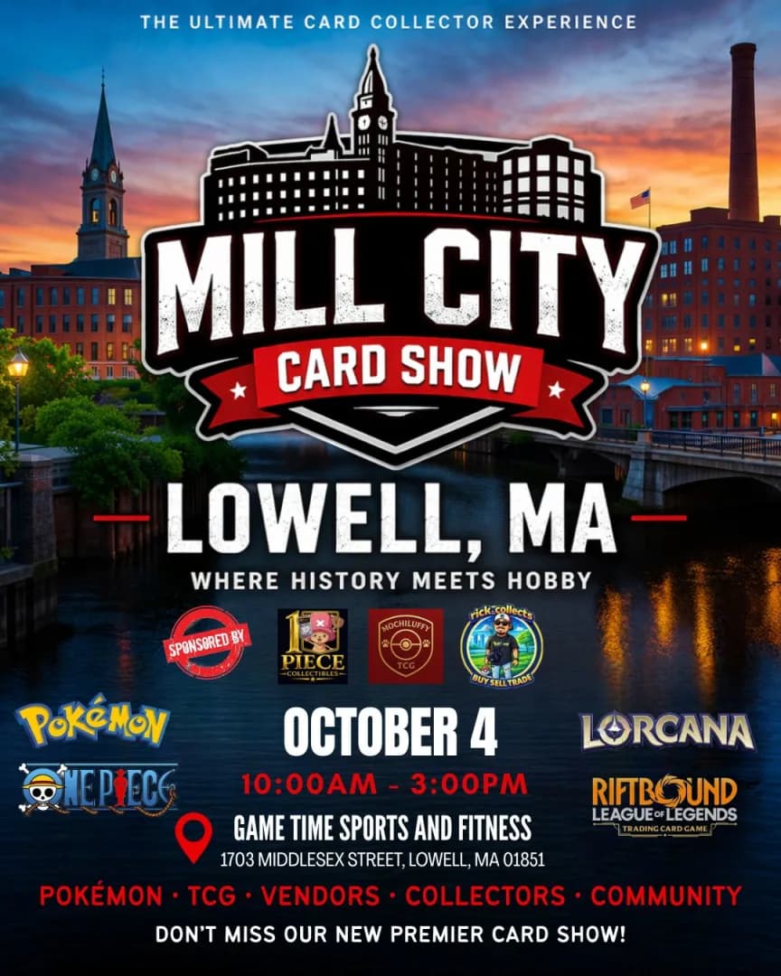 Mill City Card Show event poster — Lowell, MA
