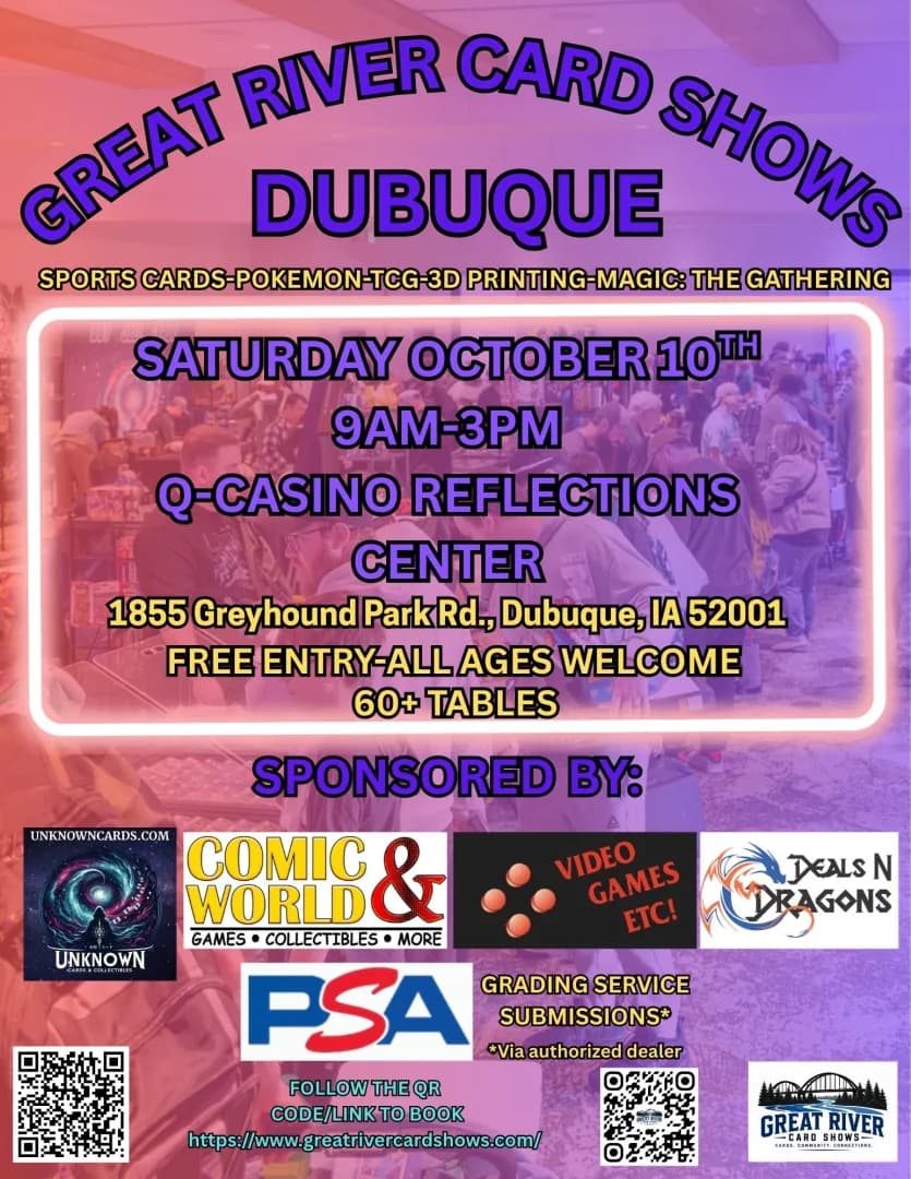 GREAT RIVER CARD SHOWS - DUBUQUE event poster — Dubuque, IA