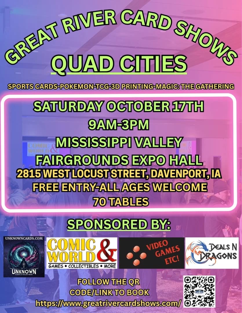 GREAT RIVER CARD SHOWS - QUAD CITIES event poster — Davenport, IA