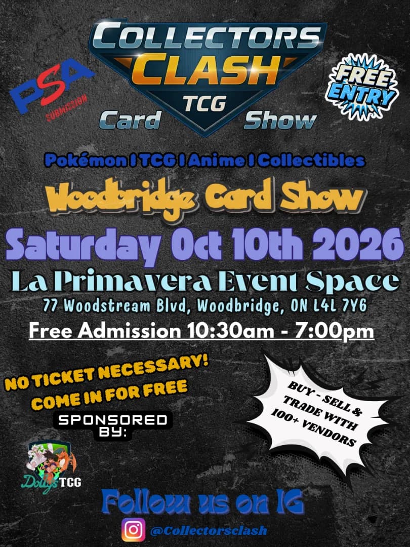 Collectors Clash Woodbridge Card Show OCT 10 event poster — Vaughan, ON
