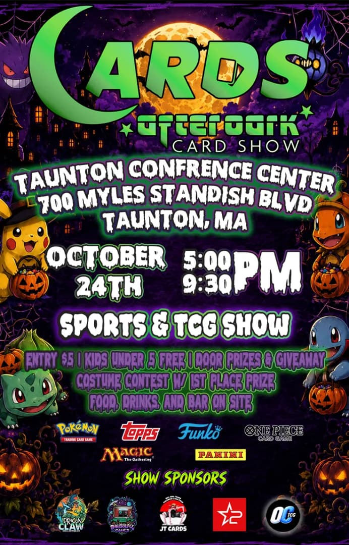 Cards After Dark card show event poster — Taunton, MA