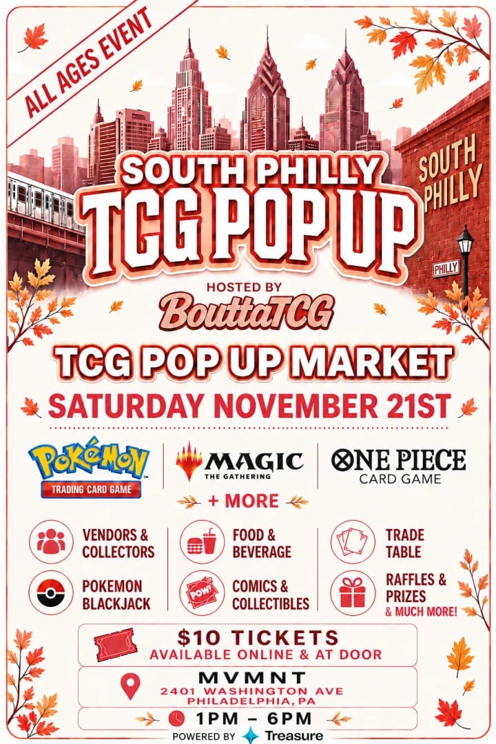 South Philly TCG Pop Up event poster — Philadelphia, PA