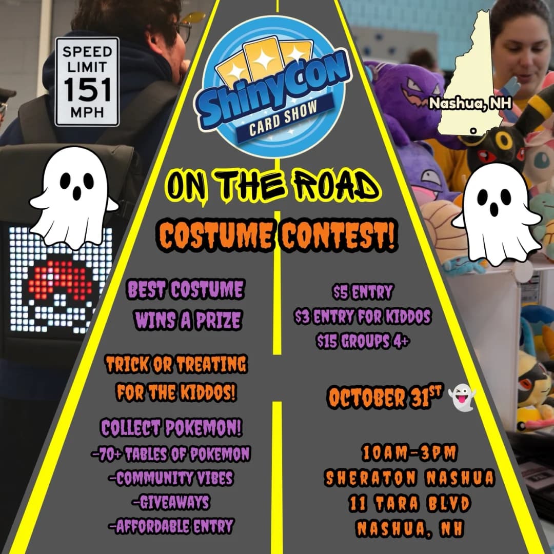 ShinyCon Pokemon Card Show: On The Road! event poster — Nashua, NH