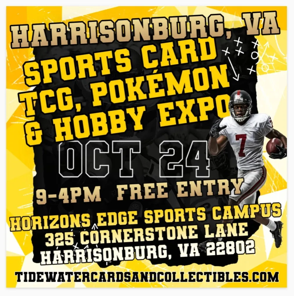 Harrisonburg Sports Card, TCG, Pokémon & Hobby Expo event poster — Harrisonburg, VA