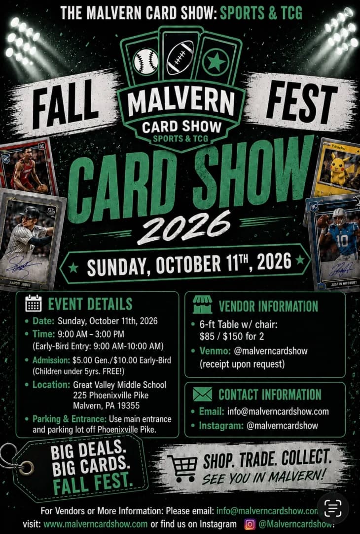 The Malvern Card Show event poster — Malvern, PA