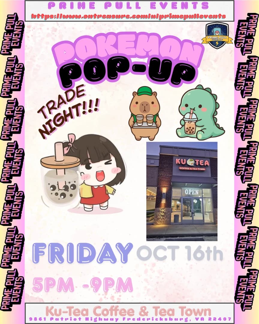Pokemon Popup TRADE NIGHT event poster — Fredericksburg, VA