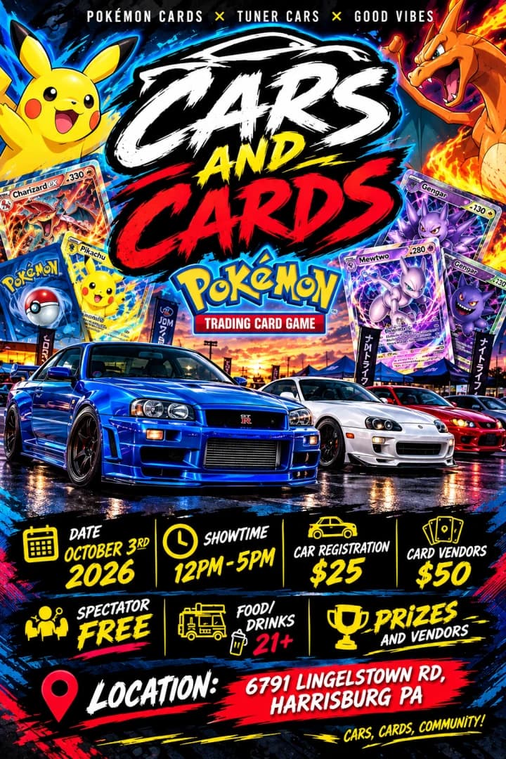 CARS & CARDS  event poster — Harrisburg, PA