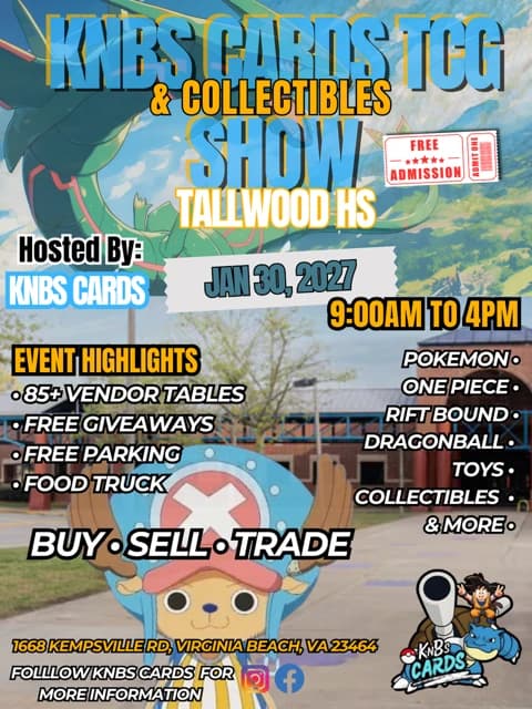 KnBs Cards TCG & Collectibles Show event poster — Virginia Beach, VA