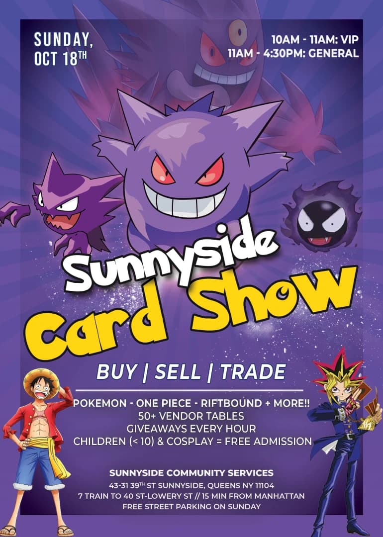 Sunnyside Card Show event poster — Queens, NY