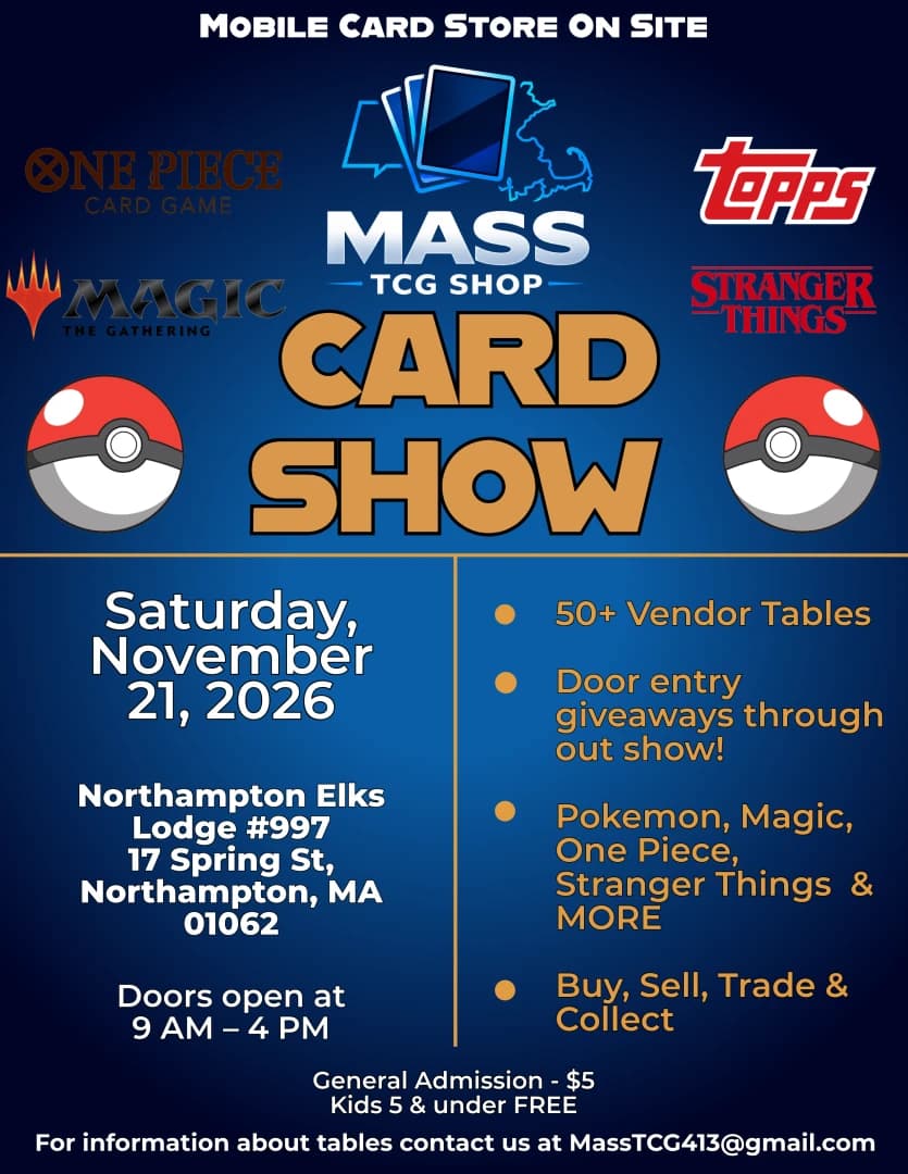 Mass TCG Card Show event poster — Northampton, MA