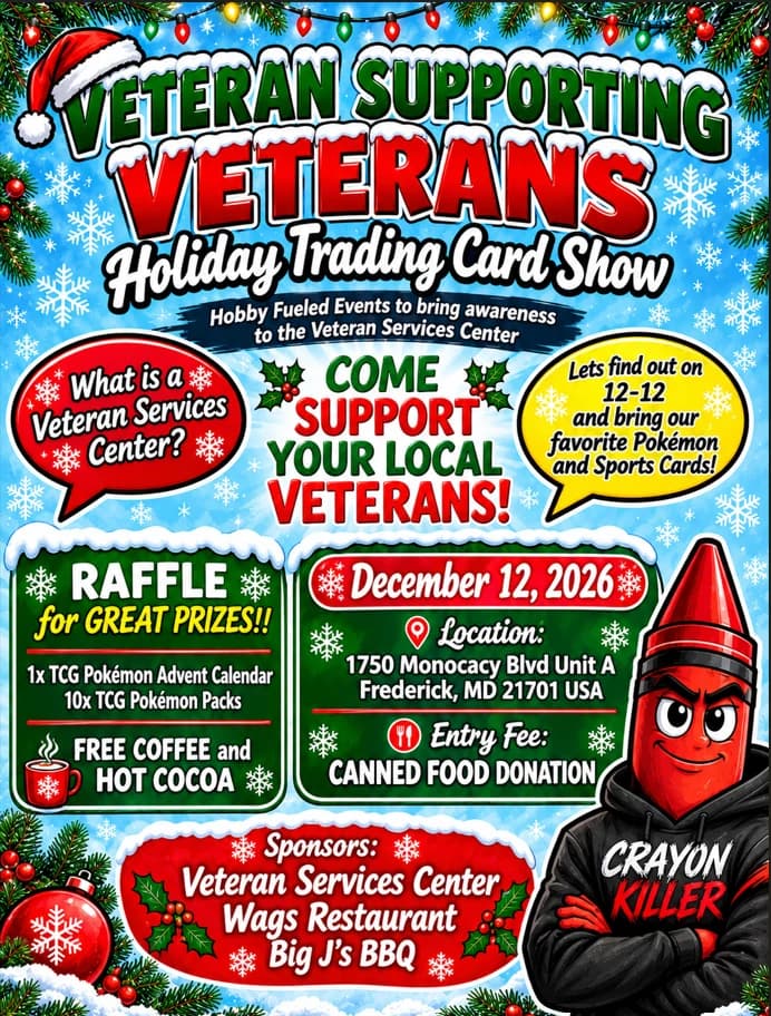 Veteran Supporting Veterans CardShow  (pokemon & sports) event poster — Frederick, MD