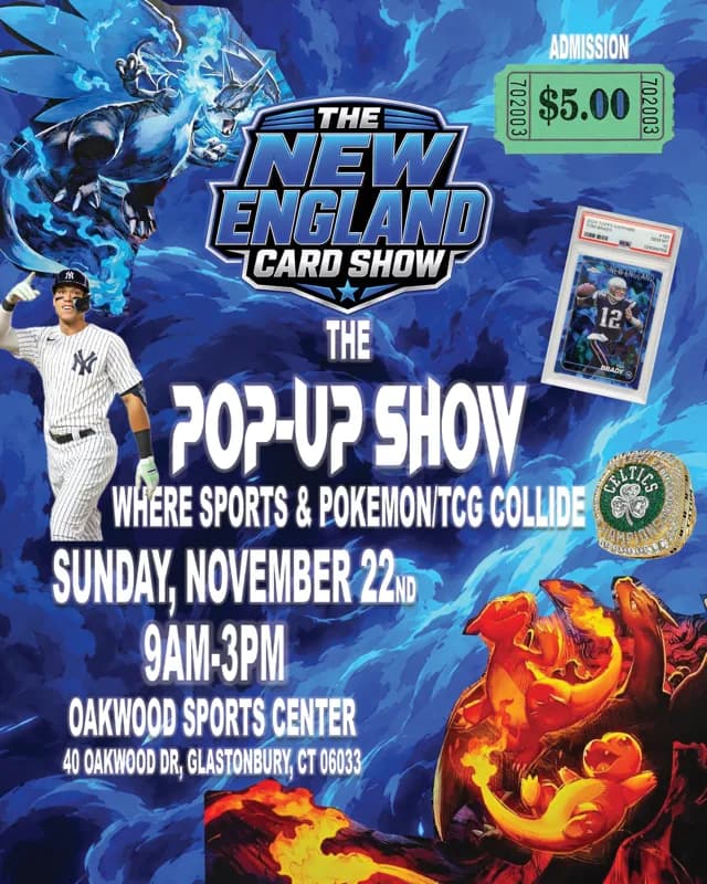 New England Card Show / The Pop-up Show event poster — Glastonbury, CT