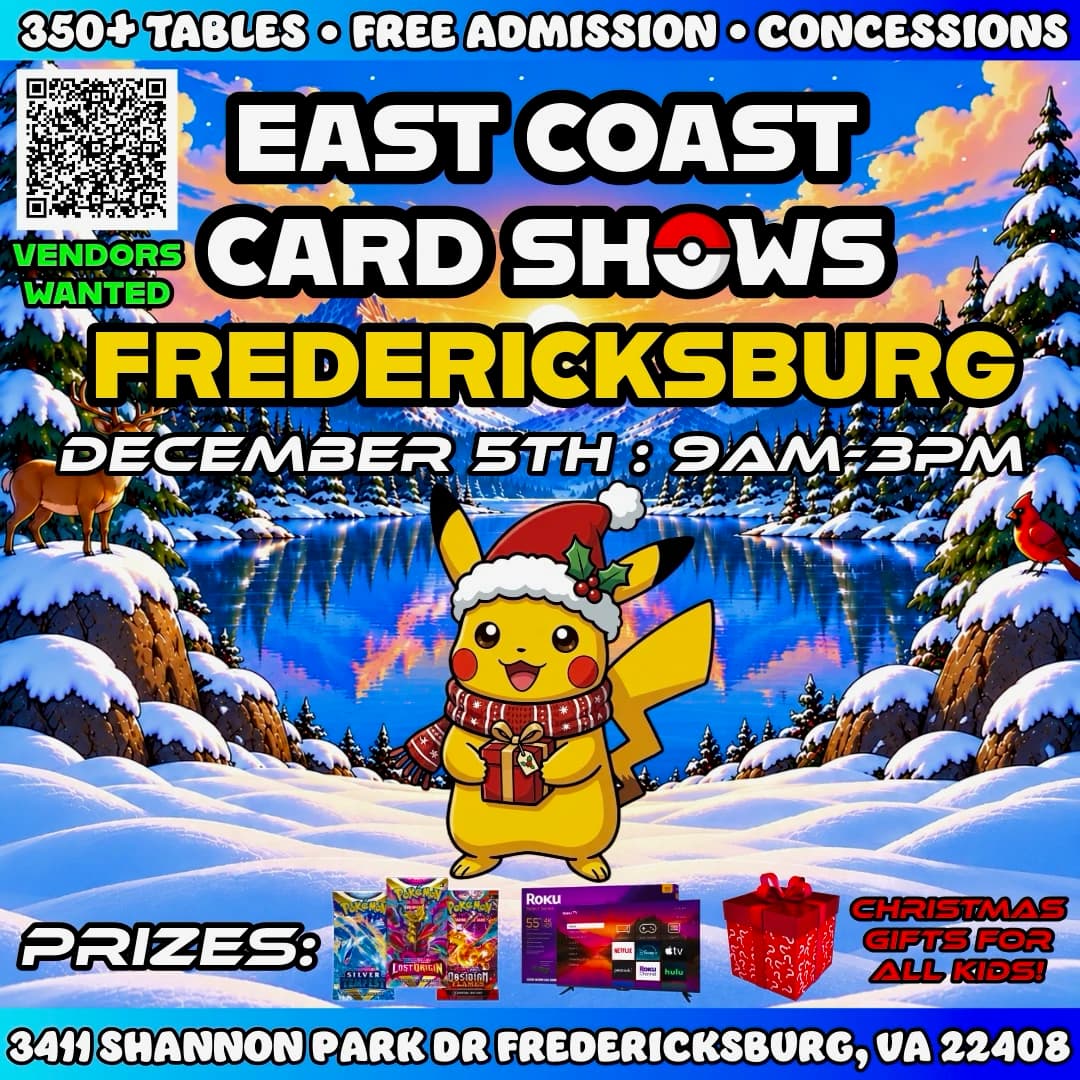 FREE Pokémon & Sports Card Show - Fredericksburg, VA - December 5, 2026 event poster — Fredericksburg, VA