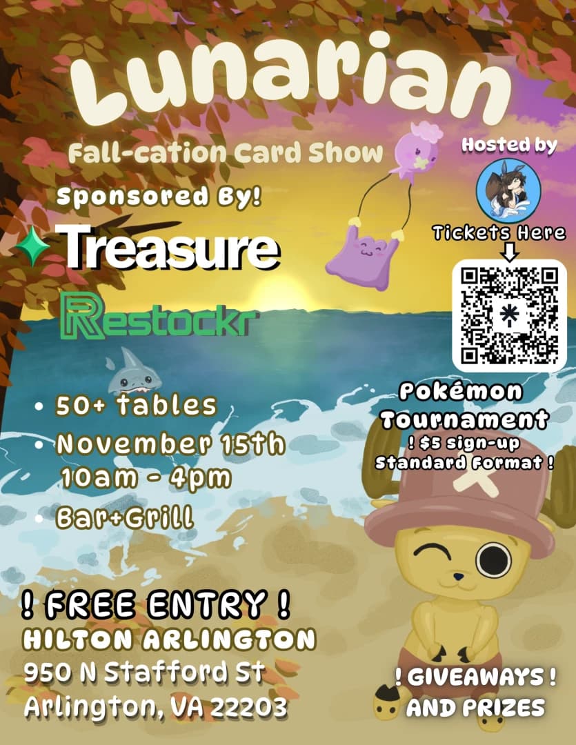 Lunarian Fall-cation Card Show (FREE ENTRY +GIVEAWAYS) event poster — Arlington, VA
