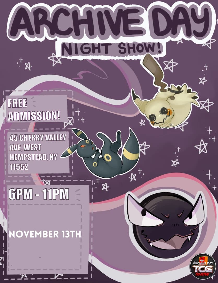 🌙 Archive Day TCG Night Show event poster — West Hempstead, NY