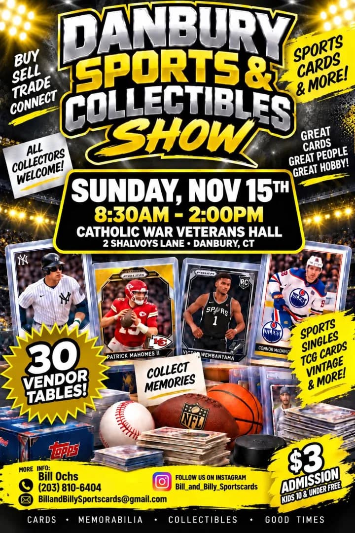 Danbury Sports and Collectibles Show Nov 15th event poster — Danbury, CT